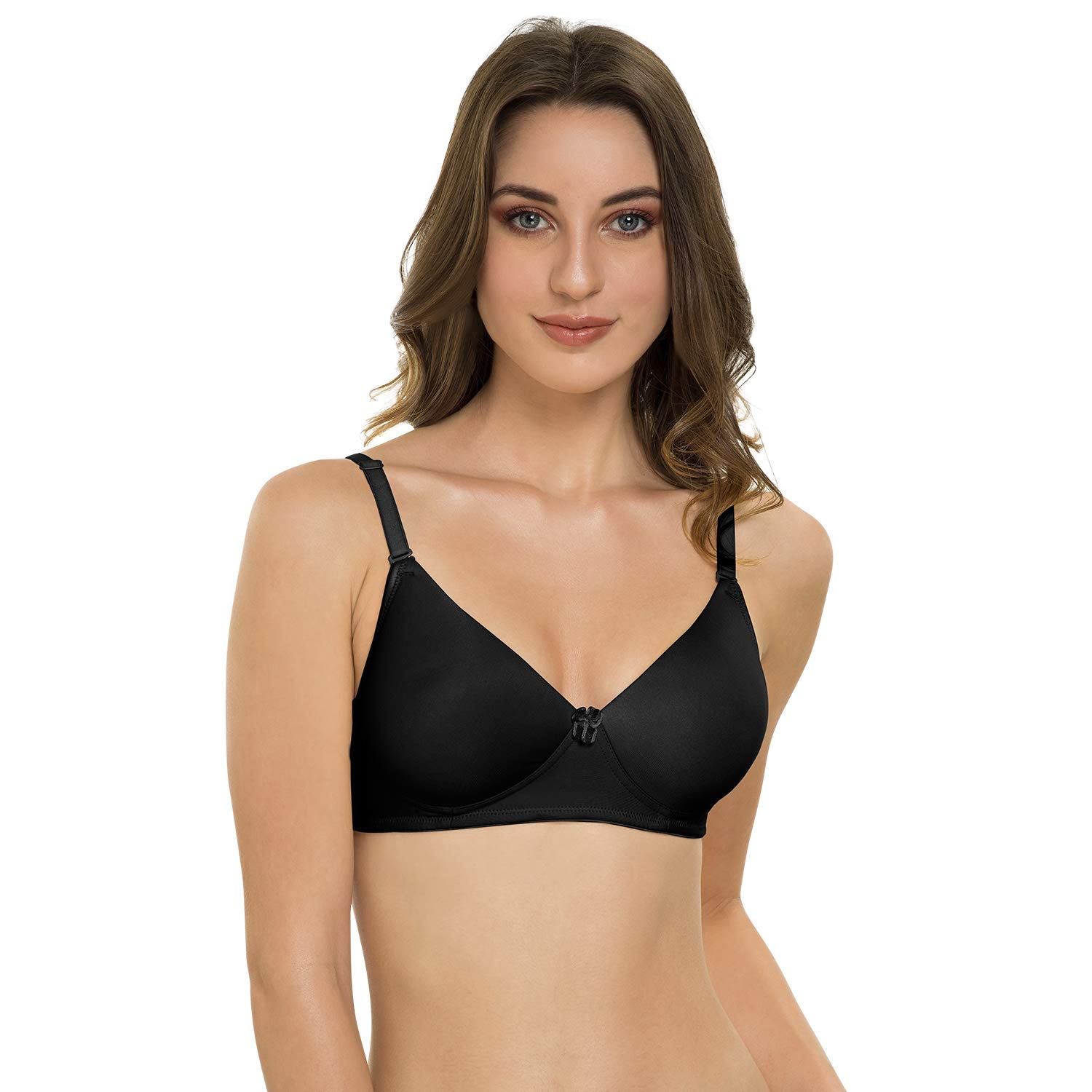 TweensWomen's Cotton Lightly Padded Wire Free T Shirt Bra Black