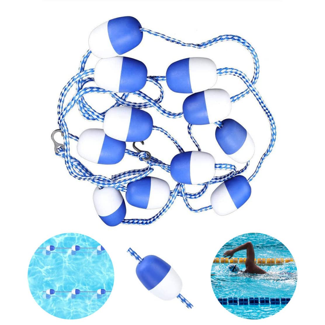 Corde de séparation de sécurité pour Piscine, Boule Flottante, Crochets Ligne, Accessoire pour Voies navigables, 6m