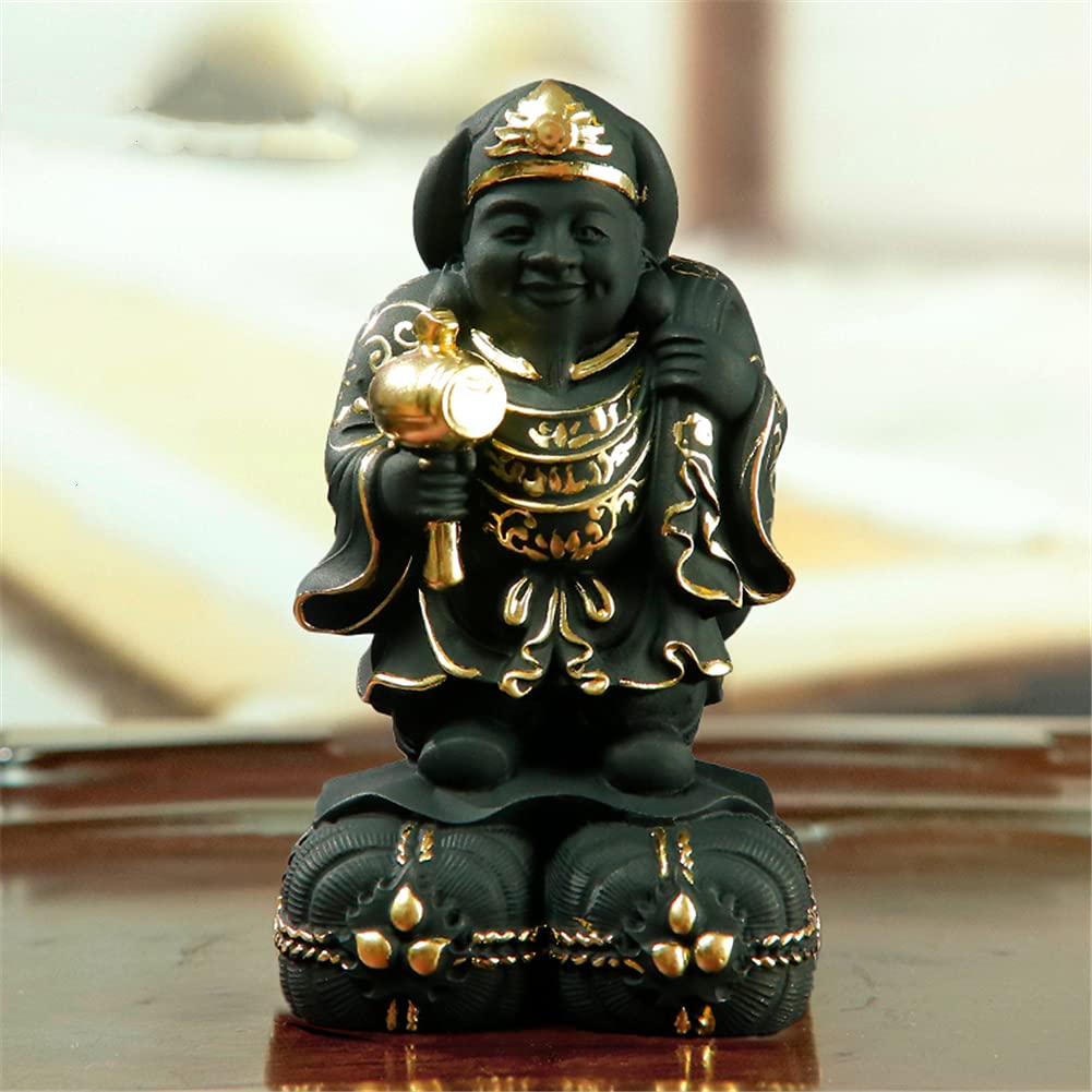 6□ 銅製 古っ 在銘 大黒天 七福神 縁起物 開運 置物 仏像 小像 豆像