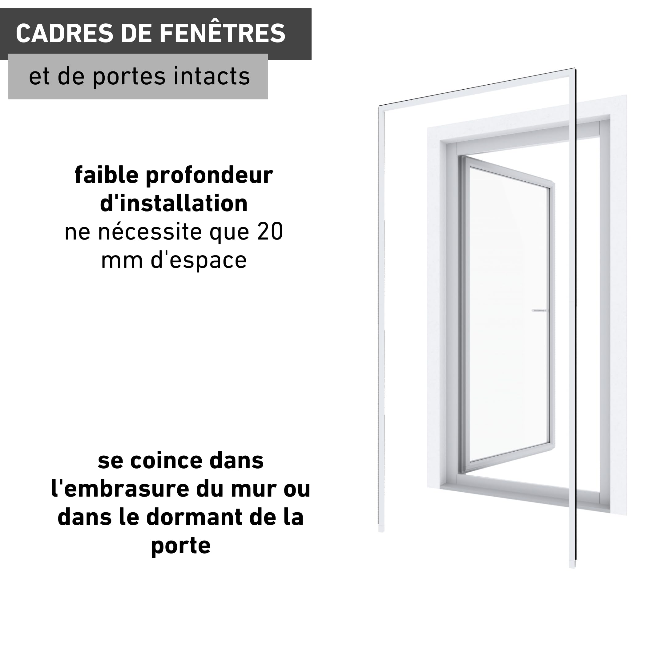 Windhager Moustiquaire Huisserie pour Porte Battante, Cadre de Protection Contre Les Insectes sans perçage pour fenêtres et Portes, 125 x 245 cm, Anthracite