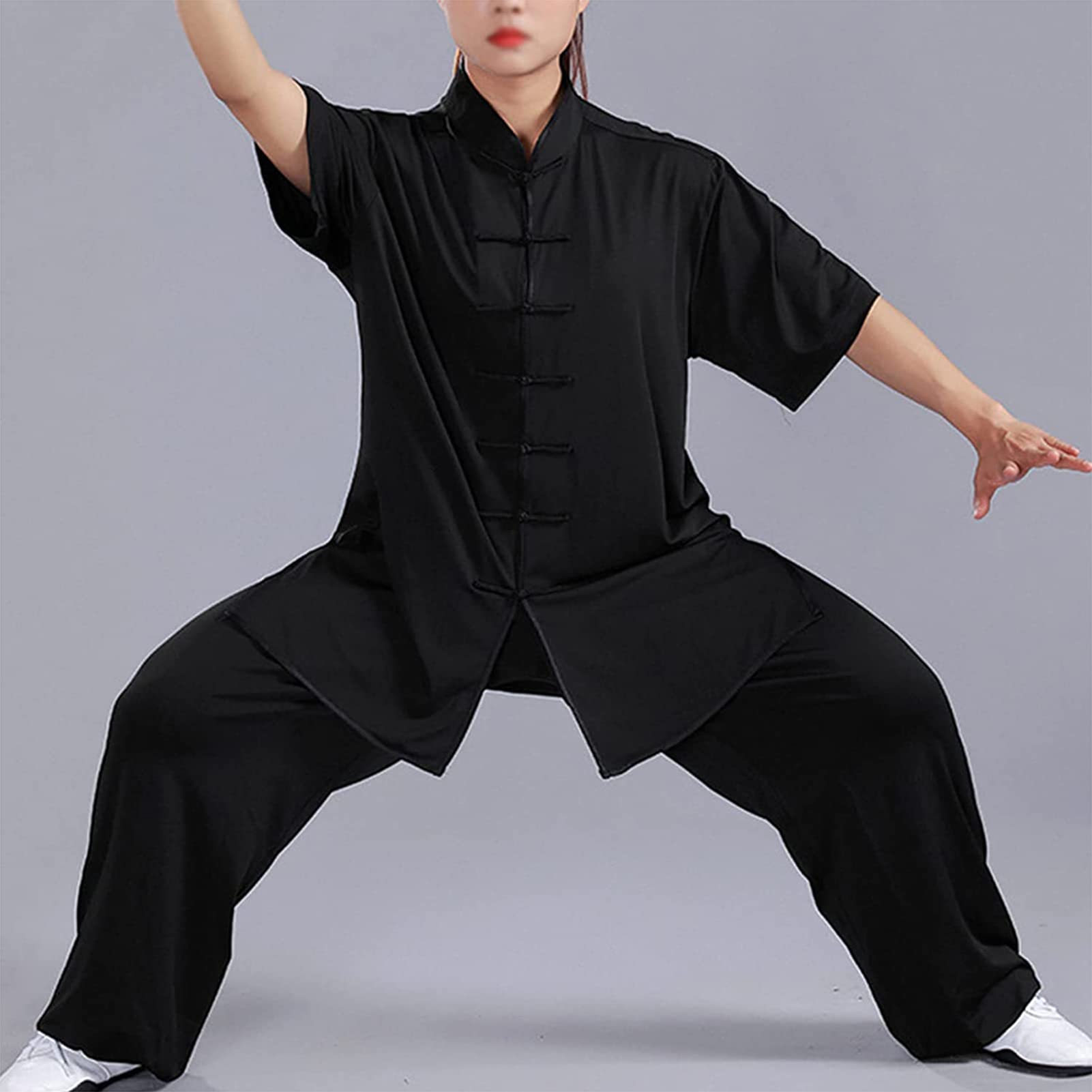Traje De Tai Chi Hombre Y Mujer Ropa De Artes Marciales Kung Fu Ligero Traje para Meditación Y Qigong Unisex Manga Corta Verano Ropa De Entrenamiento