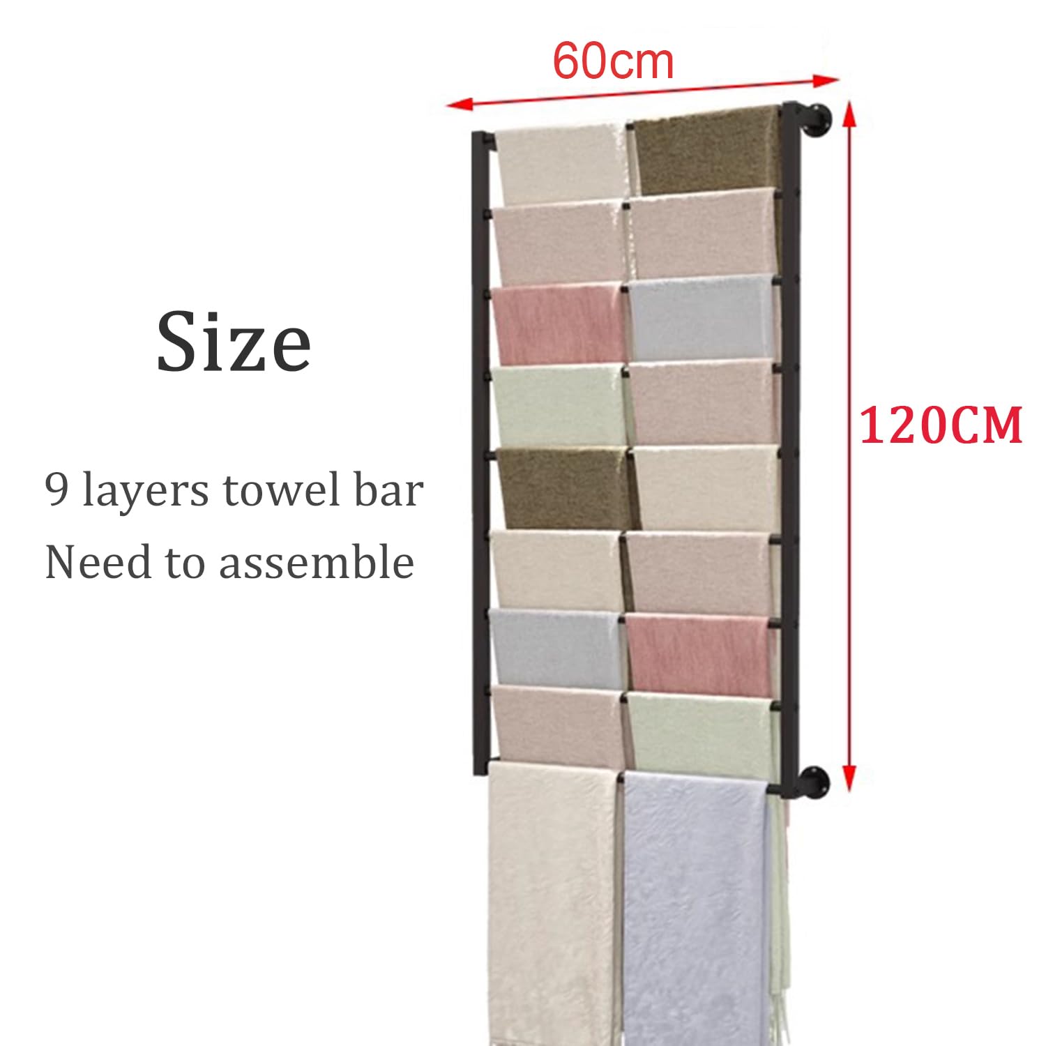 Espositore per sciarpe da negozio di abbigliamento, appendini per hijab in metallo rimovibili a 9 livelli, moderno porta-sciarpe in seta per coperte commerciali, porta-lenzuola da parete, cintura, p