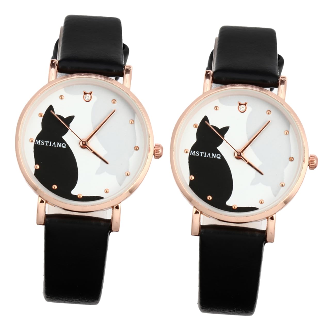 SAFIGLE2 Pcs Cat Watch Ladies Digital Watches Kitten Pattern Belt Watch Women Watch Women Wrist Watch Female Pu Belt Watch Women Casual Watches Women Leisure Watch Zinc Alloy Dial