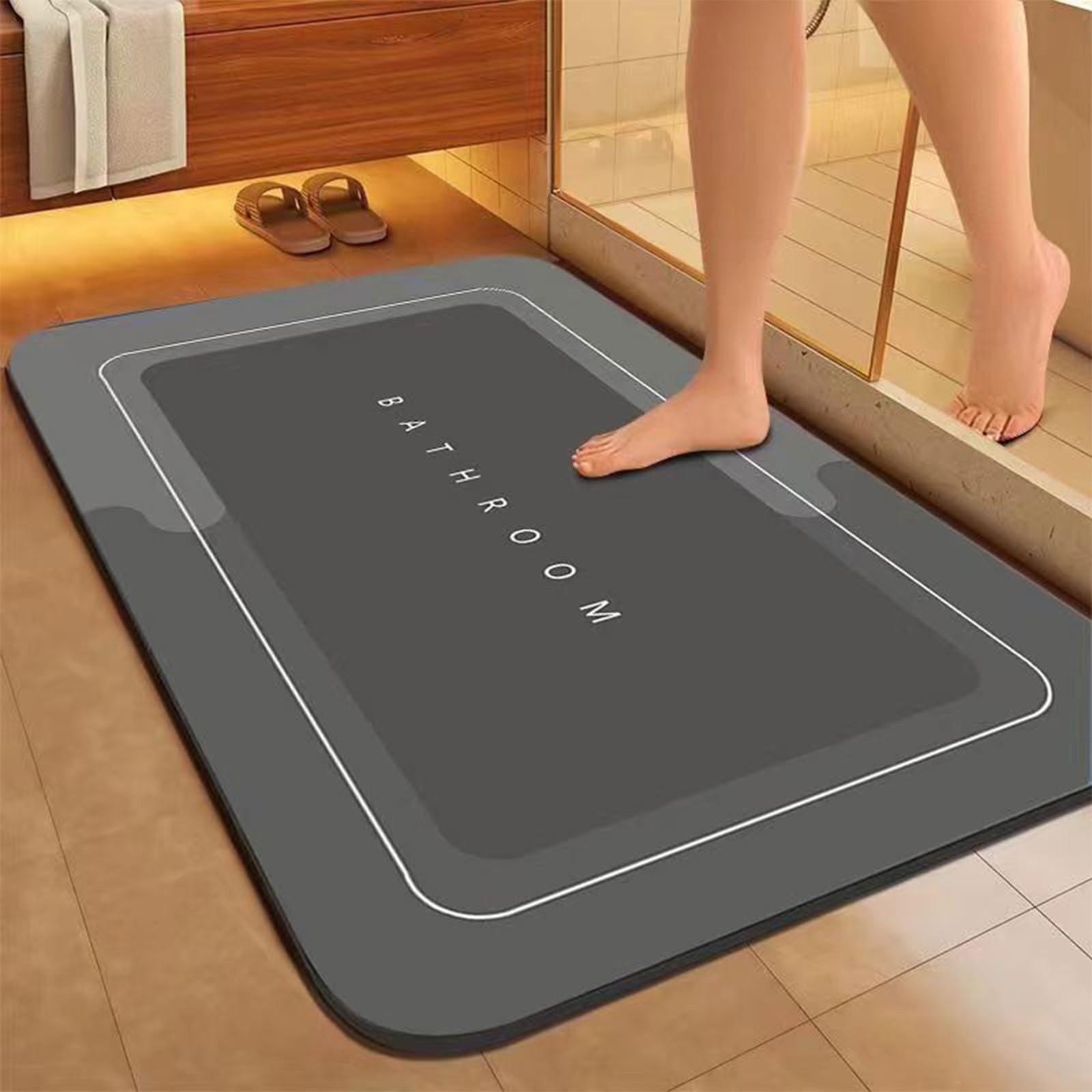 Generic Bath Mat - Quick Absorption Drying Thin Washable Bathroom Rug Diatom Mud Mat With Strong Non-Slip Feature