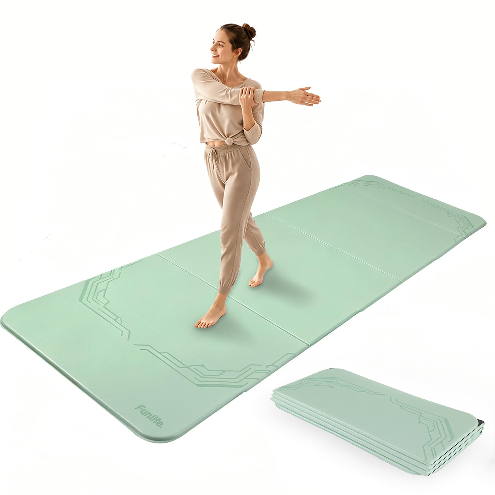 FunLife Esterilla de yoga XXL 190 × 66 cm – 10 mm plegable | Extra grueso y antideslizante. Ideal para yoga, pilates, gimnasia, así como entrenamiento en casa, en el gimnasio o al aire