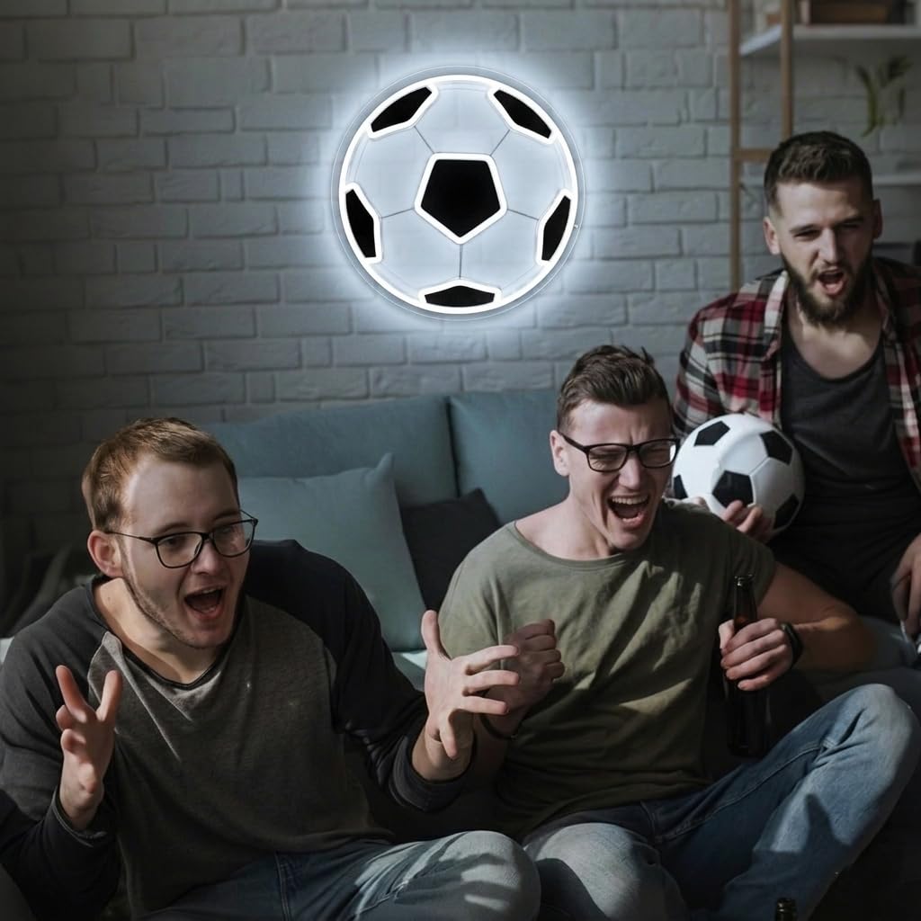 Letrero de neón de fútbol para decoración de pared, luz nocturna LED regulable, luz de neón deportiva alimentada por USB para dormitorio, decoración de sala de estar, fiesta de cumpleaños, regalos de