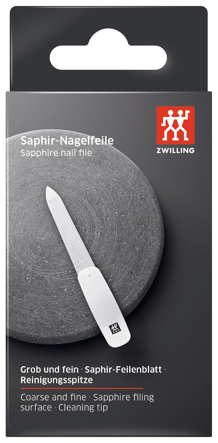 ZWILLING Pilnik do paznokci (szafirowa powłoka, polerowana końcówka pilnika, ergonomiczny kształt, gruboziarnista i drobnoziarnista powierzchnia pilnika), biały, 90 mm