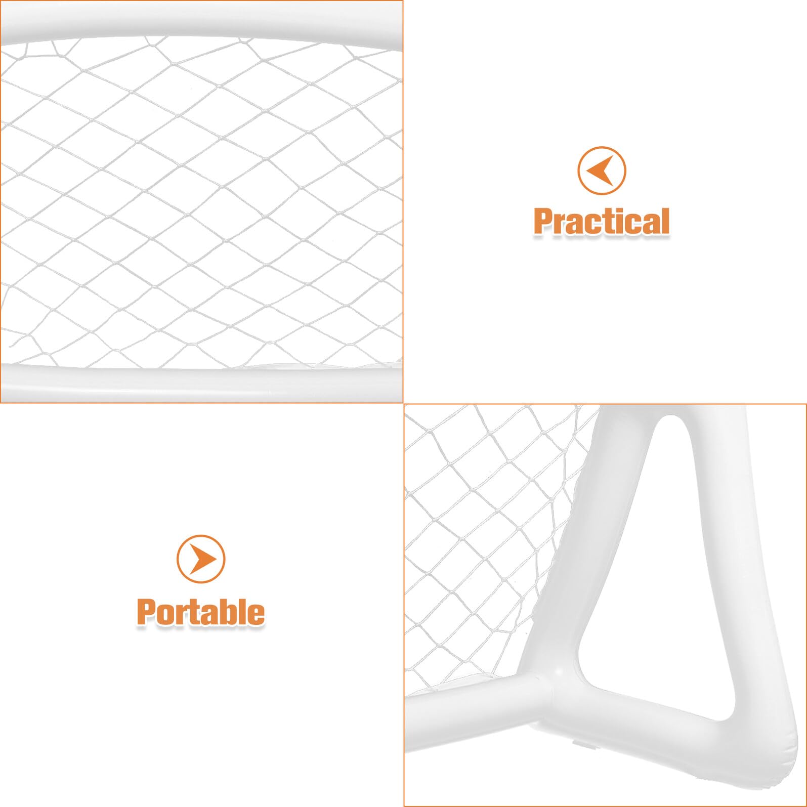 Set Porta da Calcio Gonfiabile Portatile Rete per Bambini, Mini Cancello da Calcetto Pieghevole per Giochi All’aperto, Attrezzatura per Allenamento Calcio in Giardino e Attività