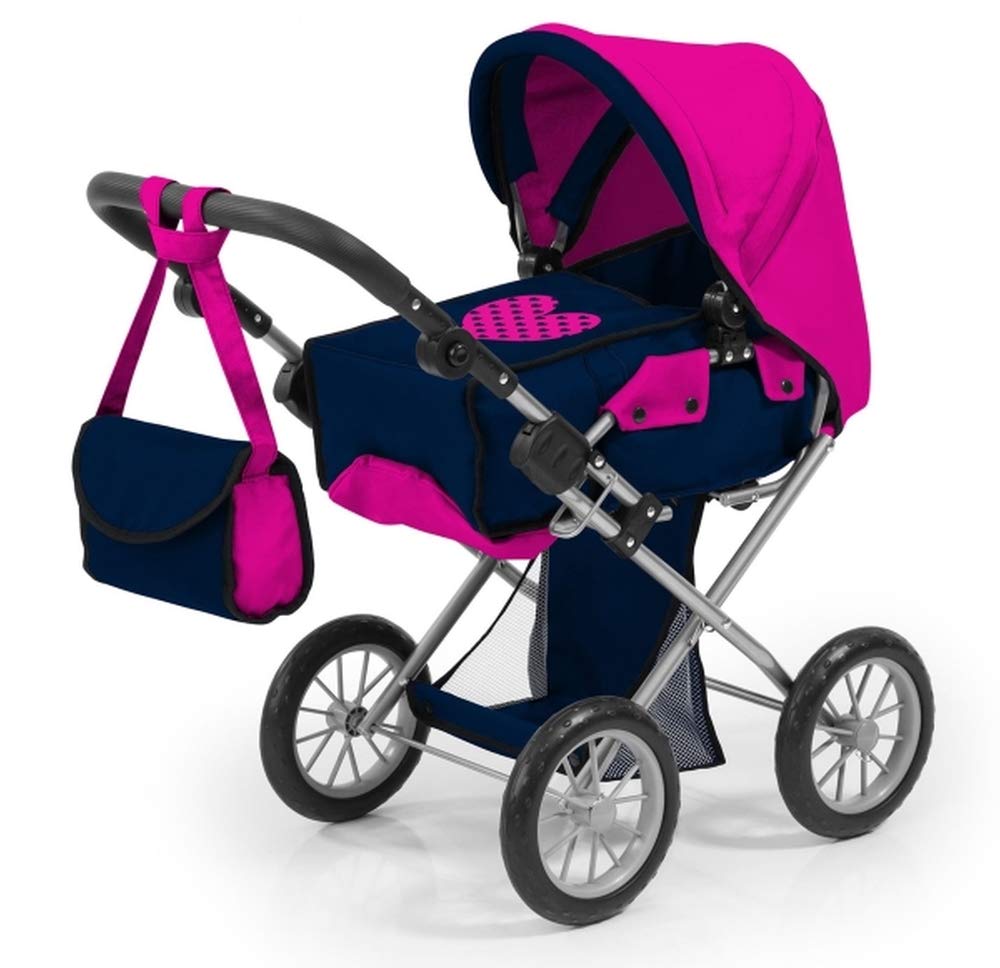 Unbekannt Amia Puppen-Kombiwagen Heart, blau/Magenta