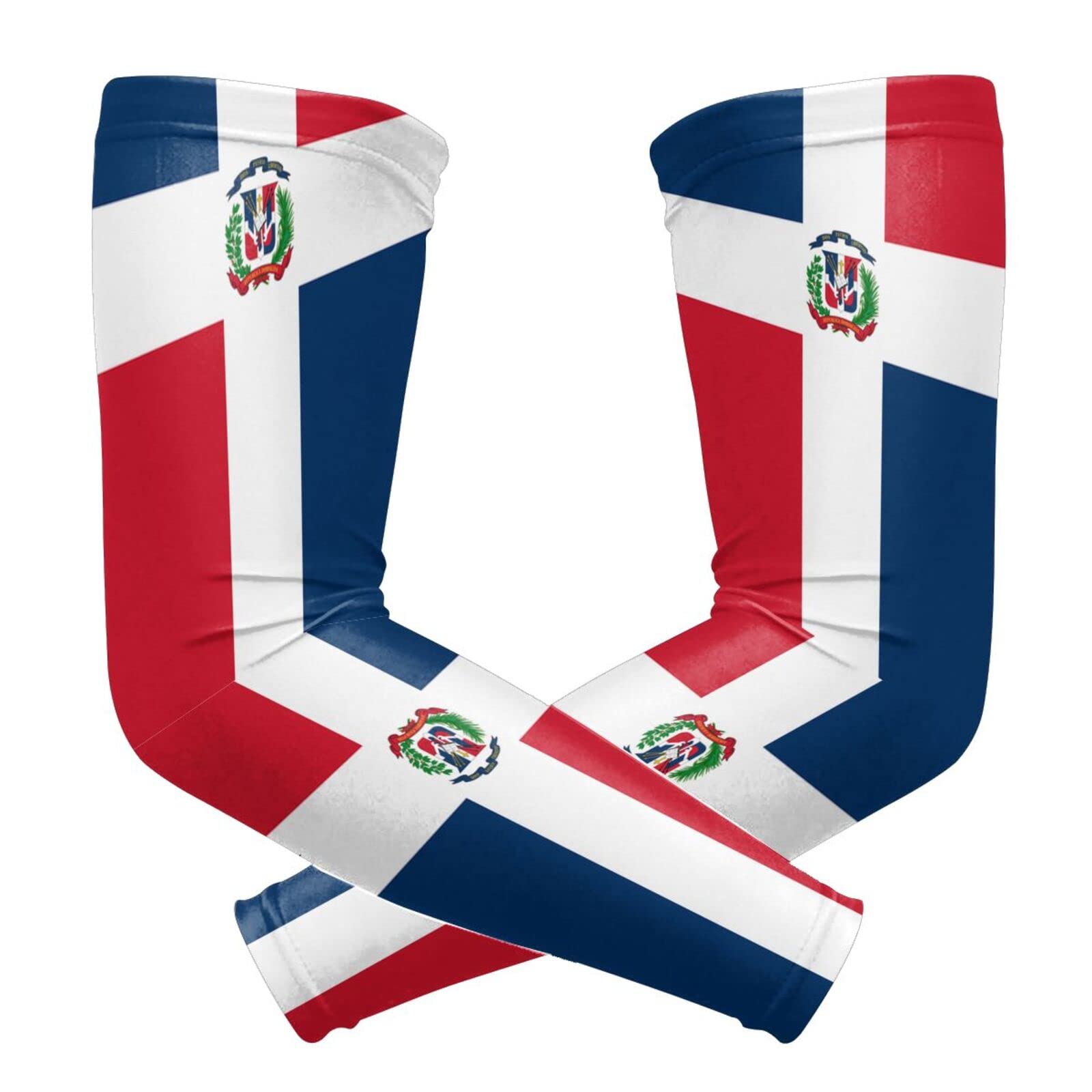 ZGXJJPP Dominican Republic Flag Arm Sleeves for Men or Women - Tattoo Cover Up - Cooling Sports Sleeve for Basketball Golf Football