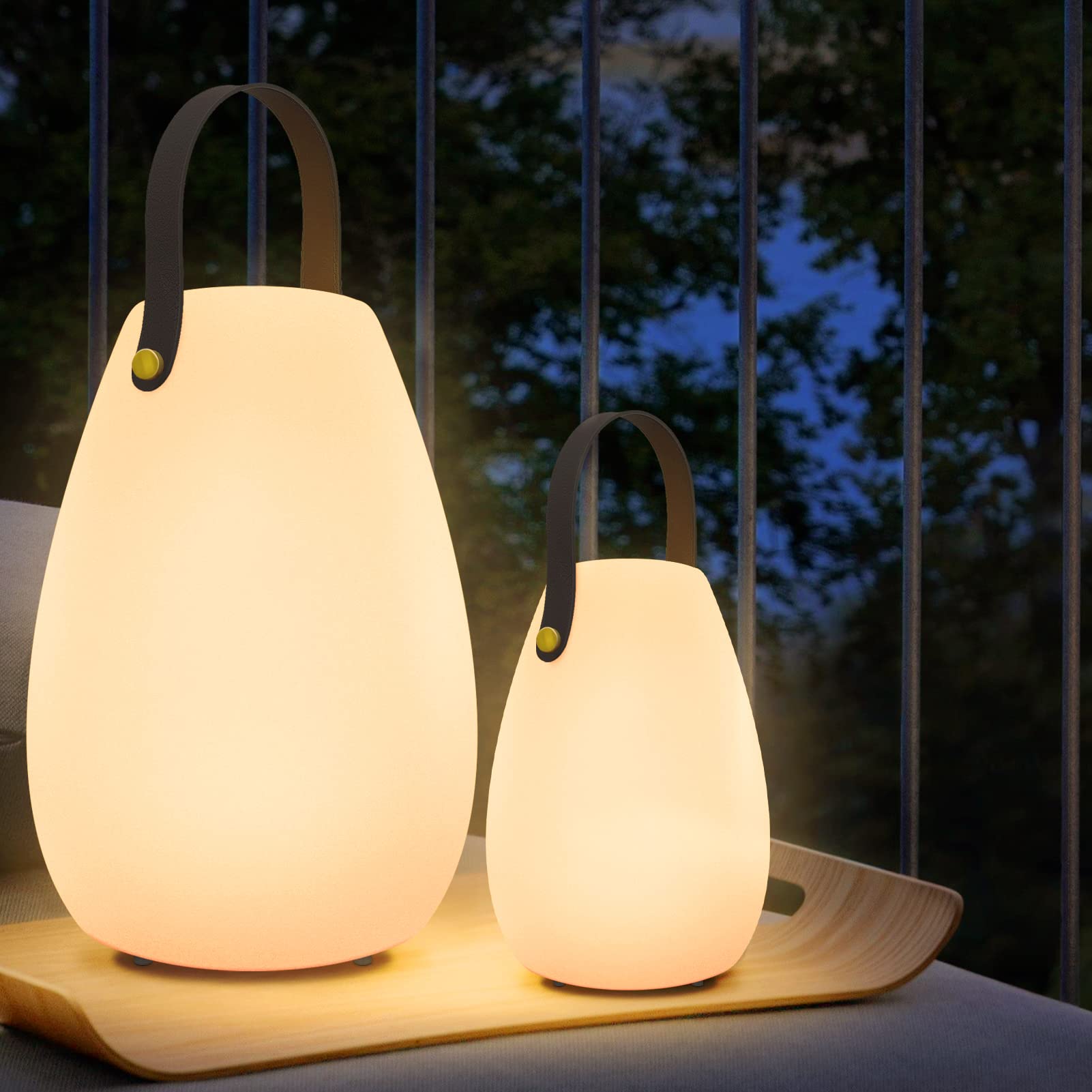 MALUX 2 Stück LED Outdoor Lampe Kabellose Tischlampe Dimmbare IP44 Campinglampe mit Fernbedienung für Garten Terrasse Balkon Hof Camping Ferienhaus