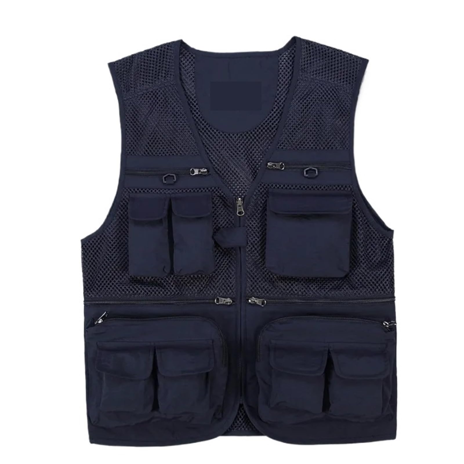 Chaleco de Herramientas Plus Size Men's Vest Mesh Waistcoat Summer Tool Multi Pocket Work Wear Big Large Cargo Sleeveless Jacket Male Fishing Quick Dry