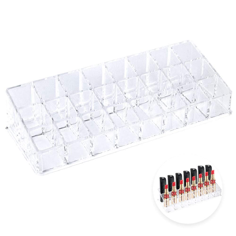 Dadabig 1 Pezzo Porta Rossetto, Organizer trucci Organizzatore per Rossetti con 24 Scomparti Scatola in Acrilico per Rossetto Trucci Cosmetici Smalti per Unghie-Trasparente