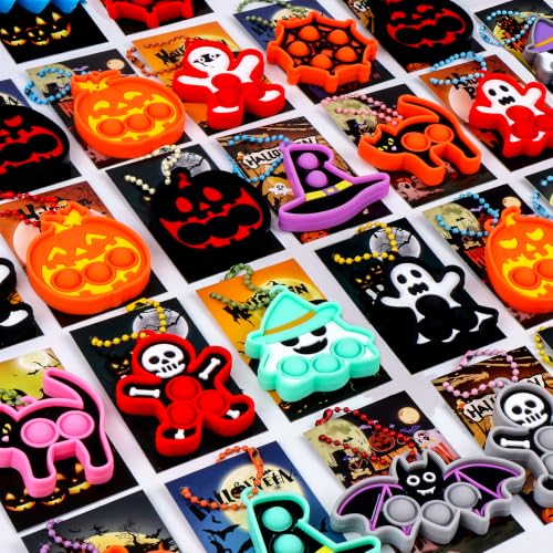 Halloween Party Favors for Kids 24 PCS Halloween Pop Fidget Keychain,Halloween Toys Treats for Kids,Halloween Goodie Bag Stuffers,Halloween Classroom Prizes,Halloween Fidget Toys - image 3
