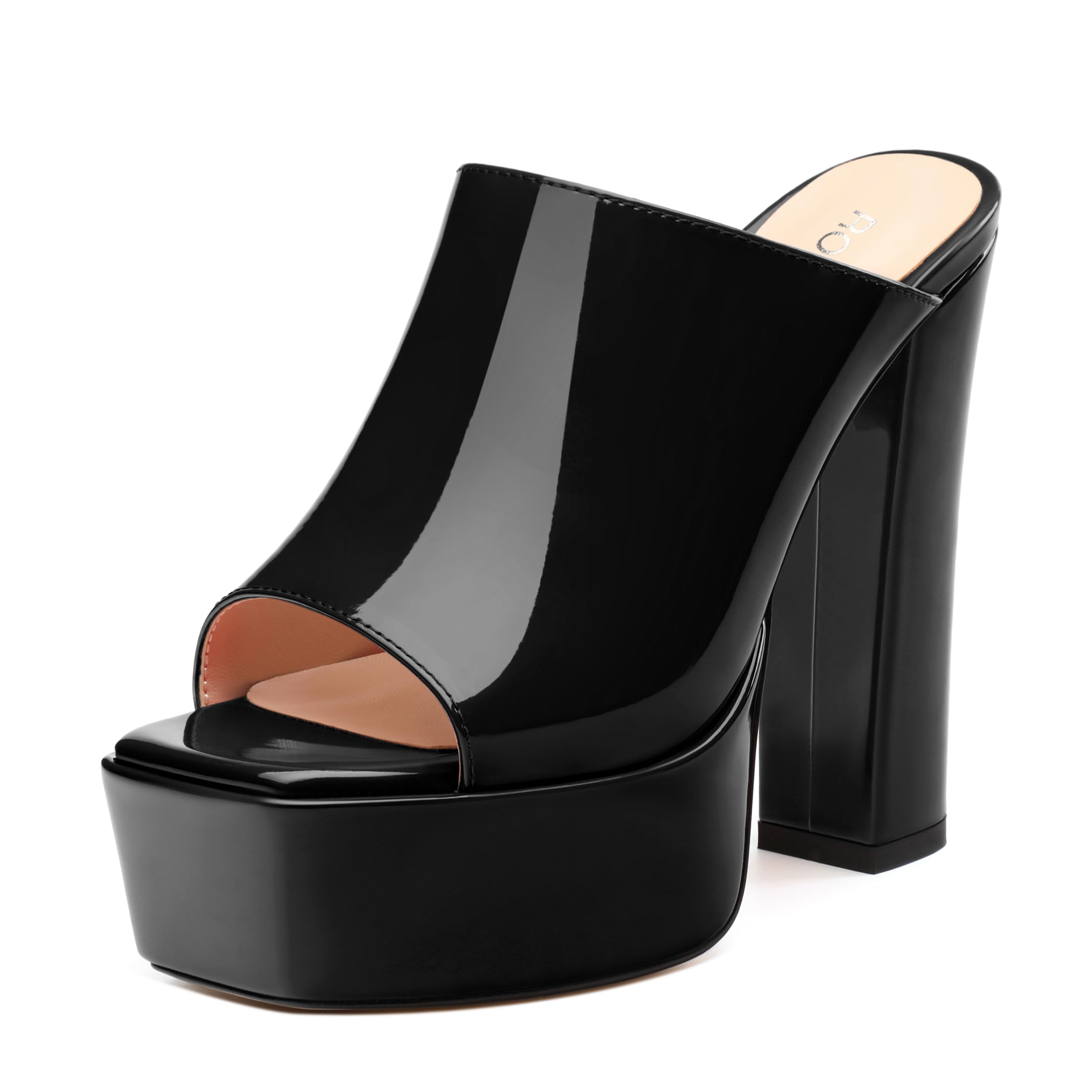 ROSERWISH Women's Platform Heels High Chunky Block Heel Sandals Sexy Open Toe Slip on Heels for Women Slide Mules Dressy Pumps Shoes