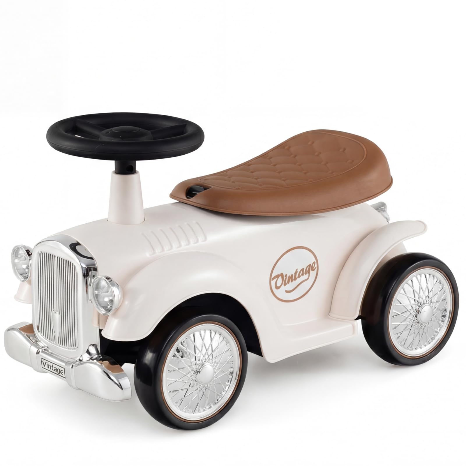 GYMAX Toddler Ride On Car, Kids Sit On Toy Cars with Under Seat Storage, Horn & Fun DIY Stickers, Outdoor Indoor Foot to Floor Sliding Car for 18-36 Months Boys Girls (White)