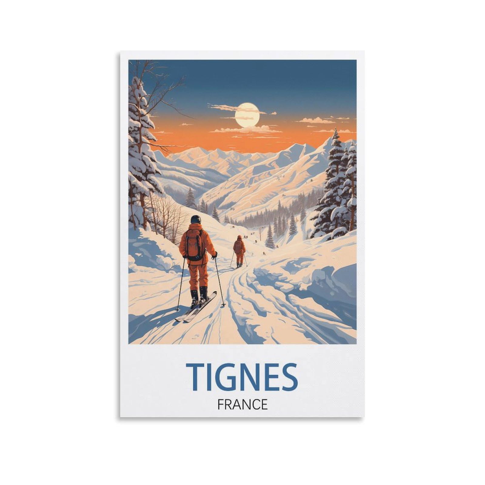 Puplum Unframe-Style Tignes France Ski Vintage Travel Poster Landscape 08X12inch(20X30cm) Canvas Wall Art Posters For Living Room Decor Paintings For Home Decor