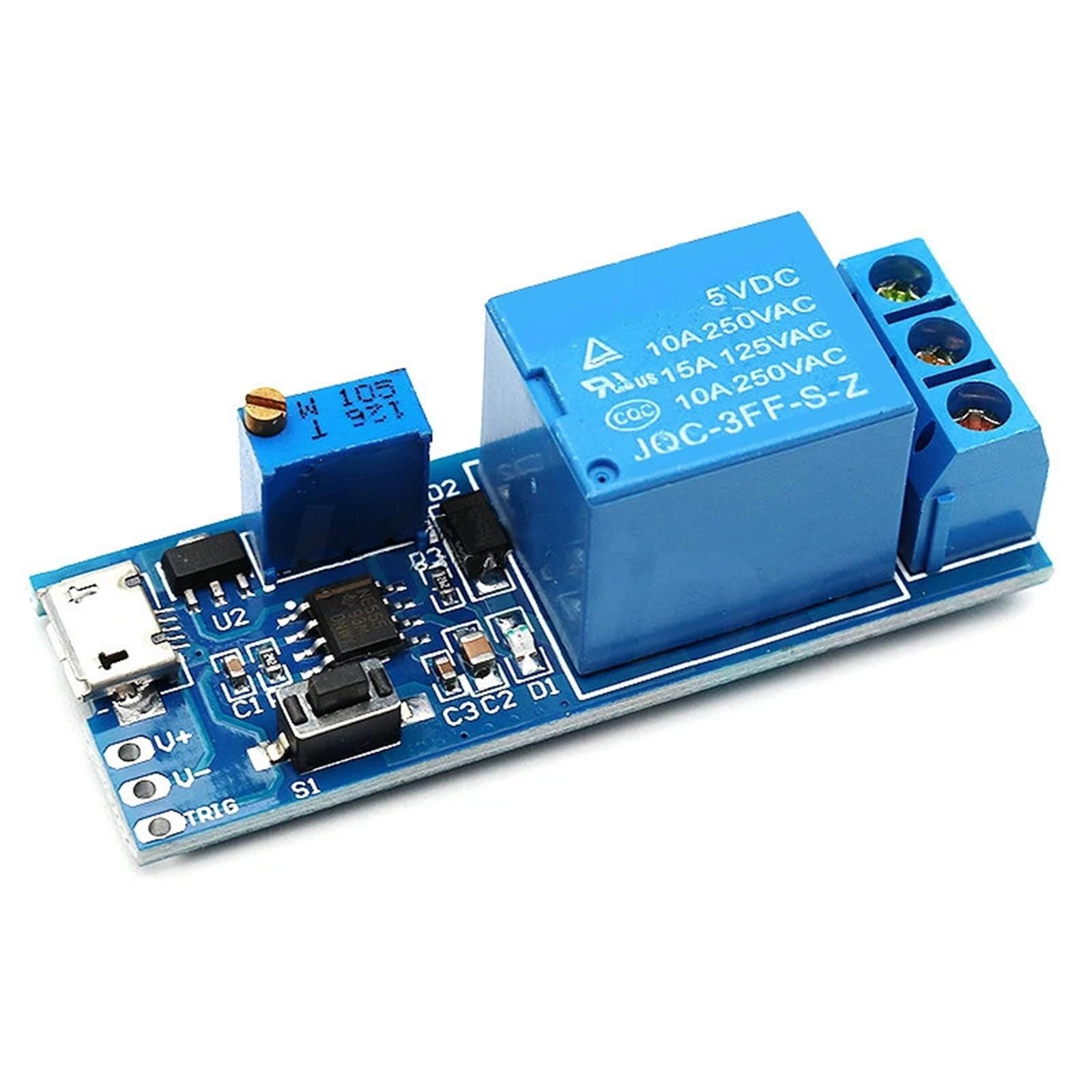 Regulowany przekaźnik opóźnienia 5 V do 30 V Micro USB Moduł sterujący timera do inteligentnej elektroniki, przełącznik opóźnienia aktywacji (5 sztuk)