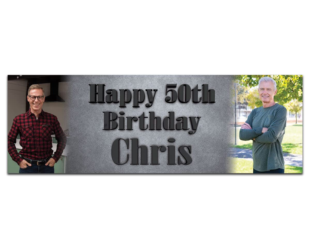 2 Bannières D'anniversaire Personnalisées Photo Adulte Homme Femme Fête