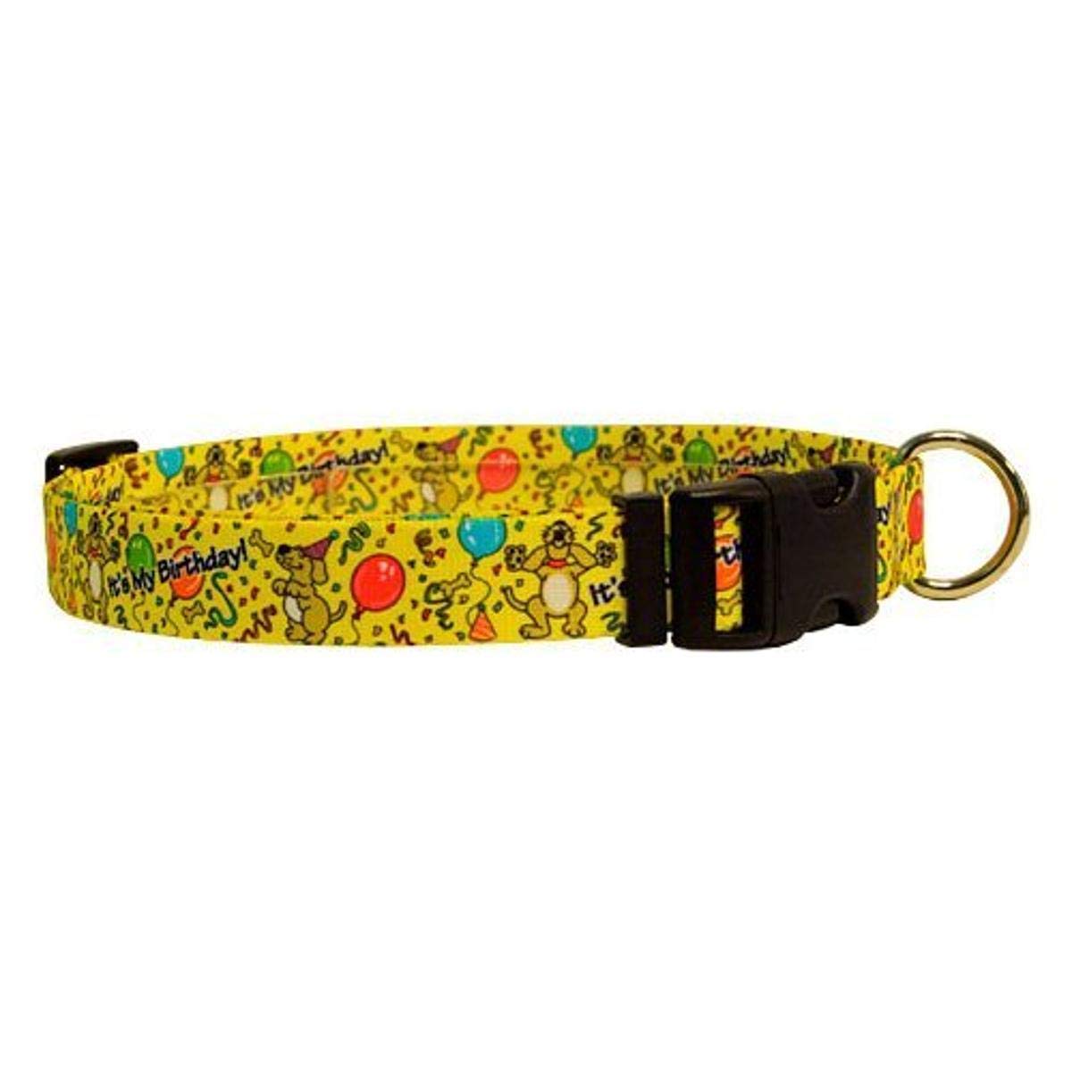 Yellow Dog Design Standard Easy-Snap Pet Collar, Happy Birthday, Medium 14" - 20", (HB102M)