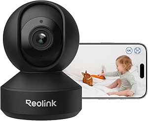 Reolink 4K PTZ WiFi Indoor Surveillance Camera, 2.4/5 GHz Wi-Fi 6, Baby Monitor with Camera, 3X Optical Zoom, Car Tracking, Indoor Camera for Kids, Dog Camera, Intelligent Detection, E1 Zoom, Black asin的图片