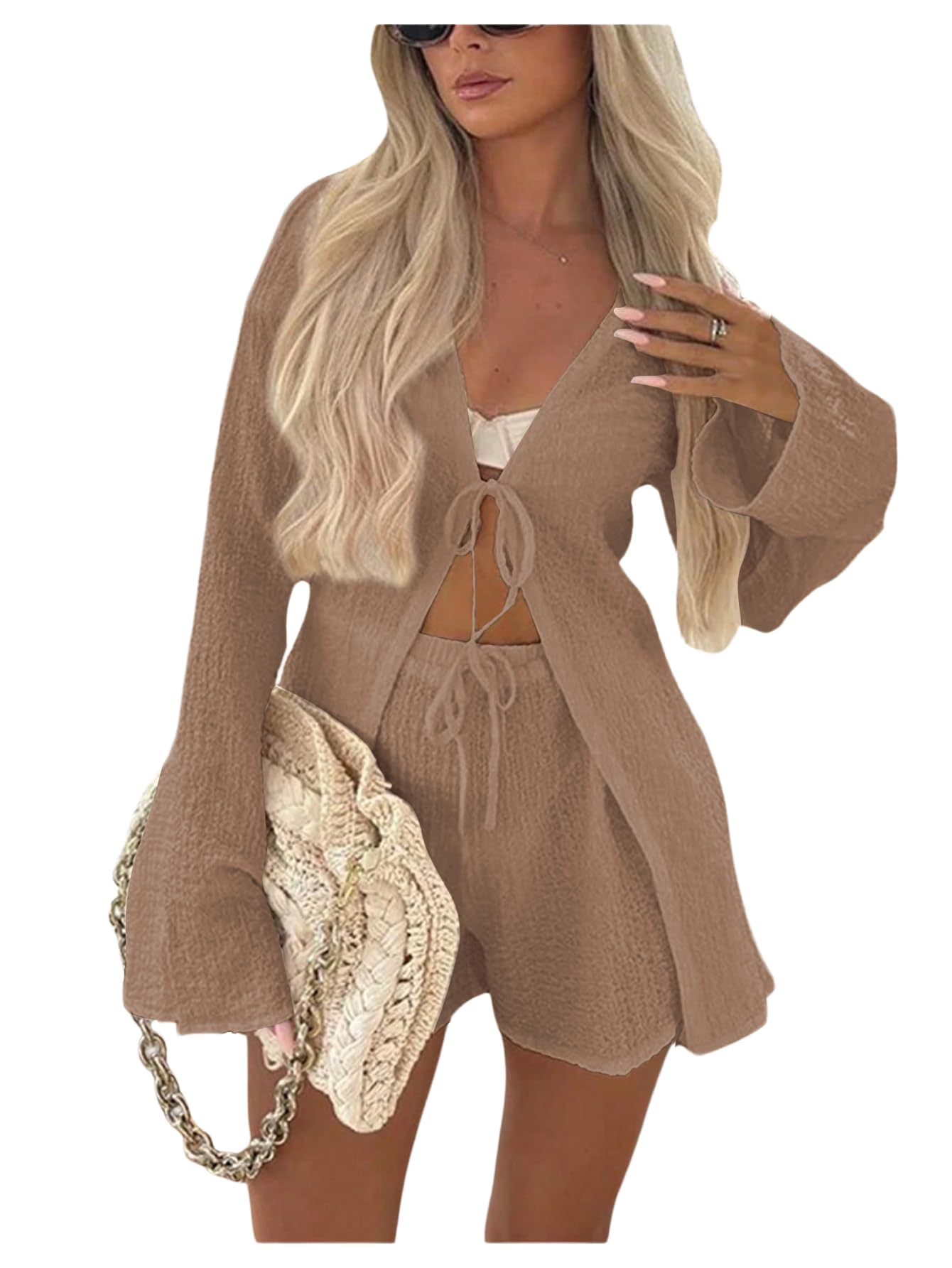 Photo 1 of GORGLITTER Women's 2 Piece Crochet Linen Set