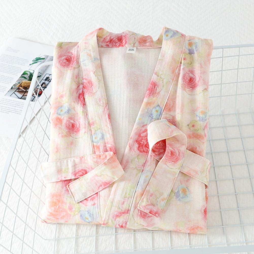 Albornoz japonés Mujer Bata Kimono de verano, Ropa de Dormir transpirable para mujer, Ropa de Casa y Loungewear Cómodo