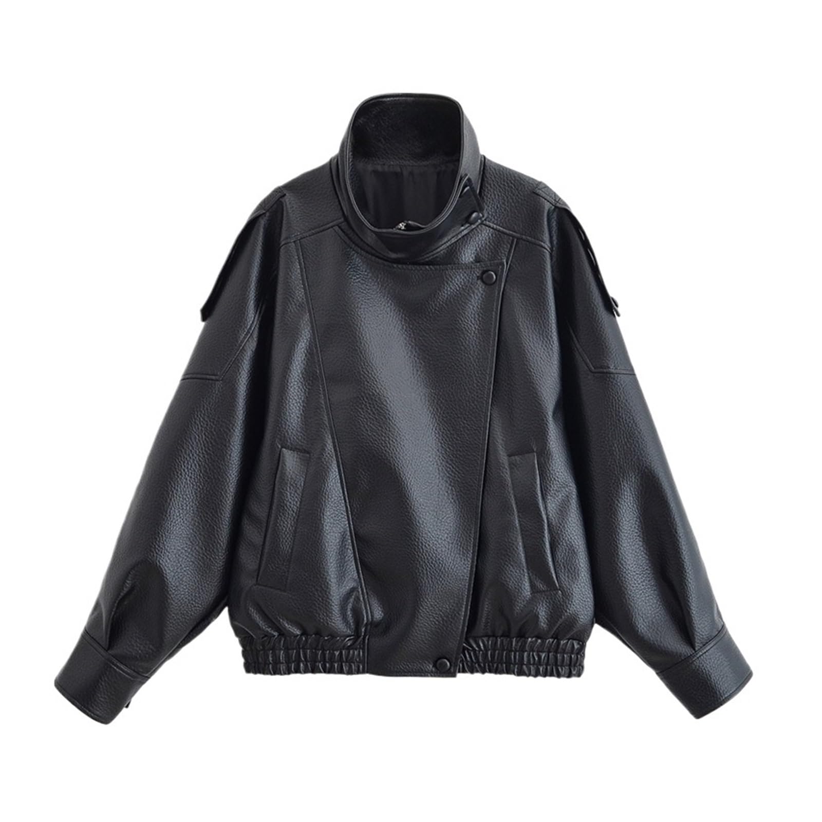 Chaqueta Cuero Mujer Women's Jacket Long Sleeve Pebble Faux Leather Motorcycle Para salir