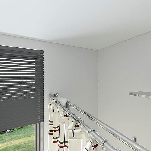 Miniatura 4 de Naiture - Barra de cortina de ducha en forma de L de doble esquina con soporte de techo de anillo en forma de T, acero inoxidable de 60 x 30