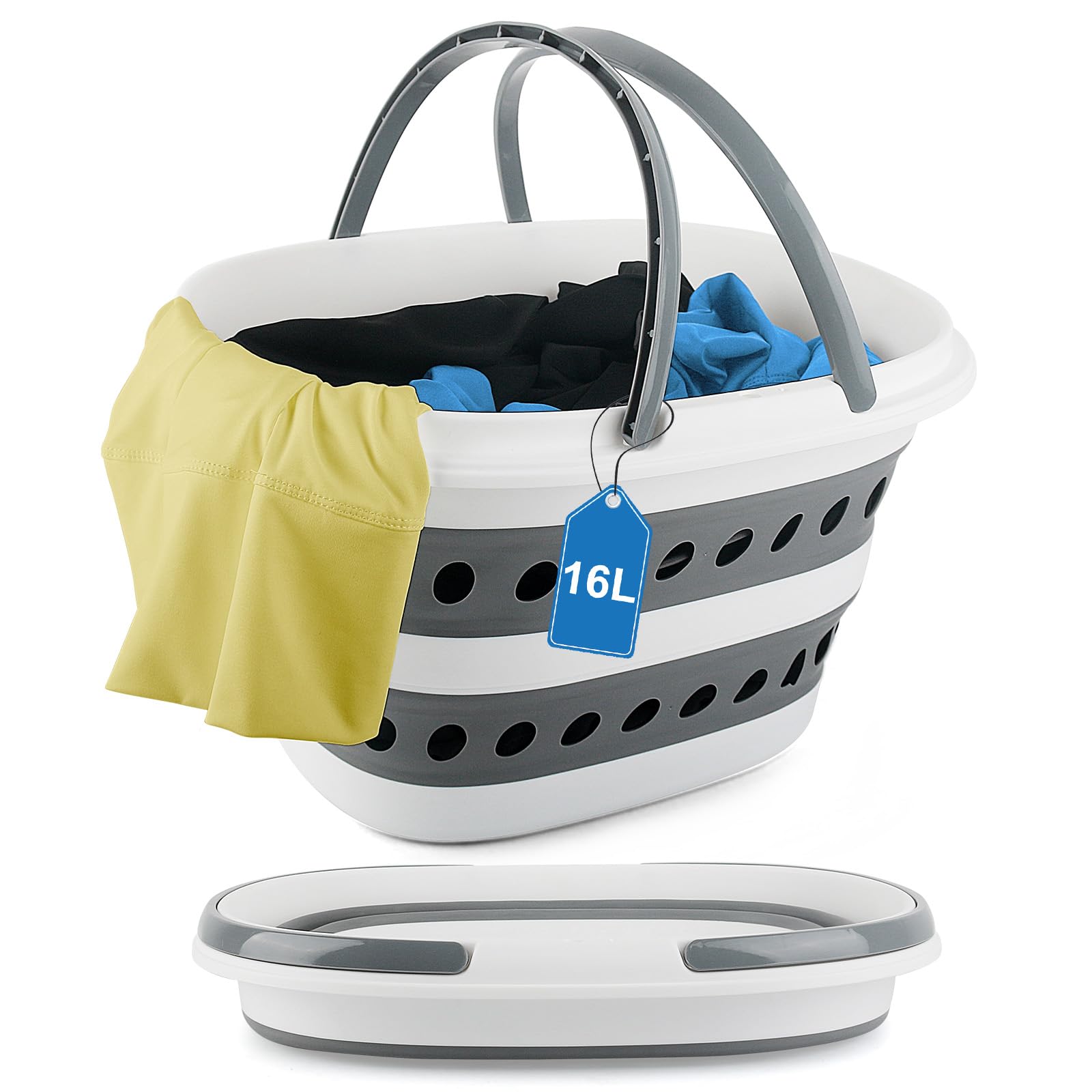16L Collapsible Laundry Baskets with Handles Small Laundry Hamper Plastic for Clothes Baby Kits Pop-Up Clothes Hamper Plastic