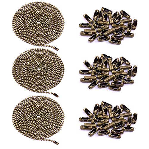 Swpeet Extensión de cadena de metal de 304 cm de bronce de 304 cm con 90 piezas de conectores a juego, duradero y resistente, resistente a la corrosión, cadenas de extensión con cuentas de 3