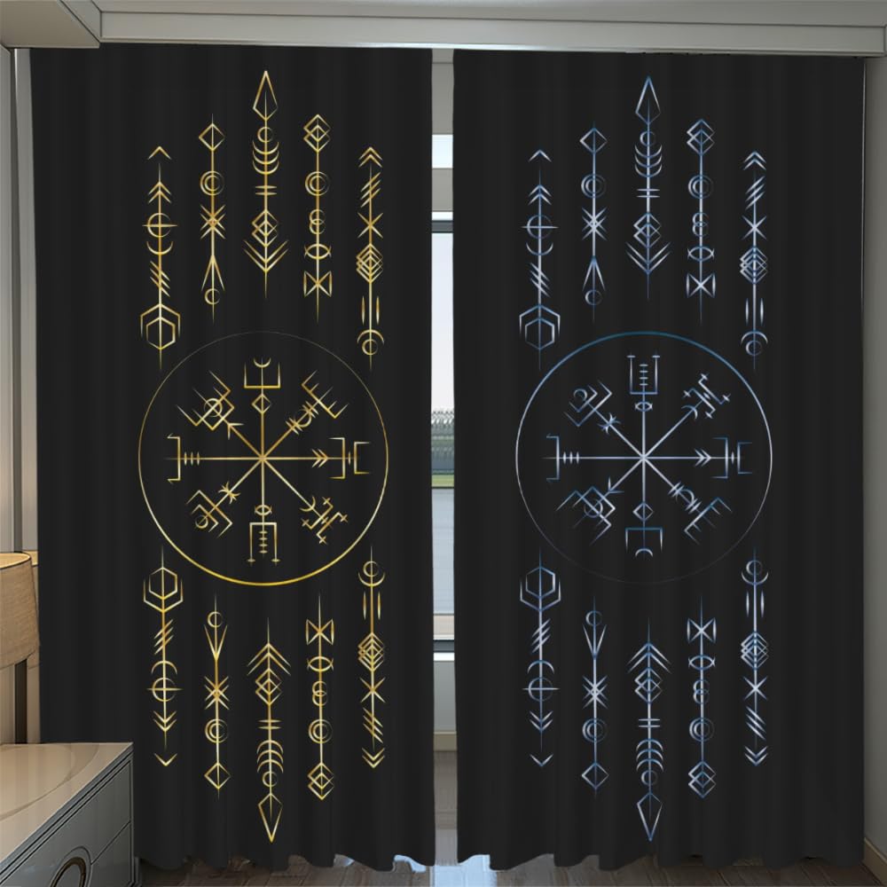 WIKINGER Gardinen ösenschal 2er Set B 220 X H 215 cm Vorhang Blickdicht Kälteschutz Schallschutz Verdunkelung Wärmeisolierende Vorhänge für Wohnzimmer Schlafzimmer