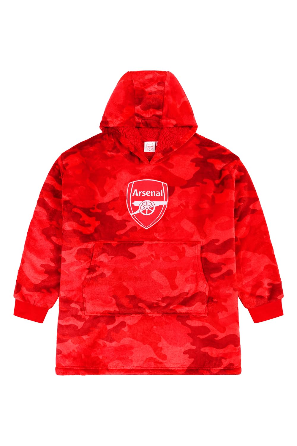 Arsenal Football Club Boys Camouflage Fully Lined Luxury Fleece Hoodie, Oversized Fleece Blanket Hoody 7-13 Years