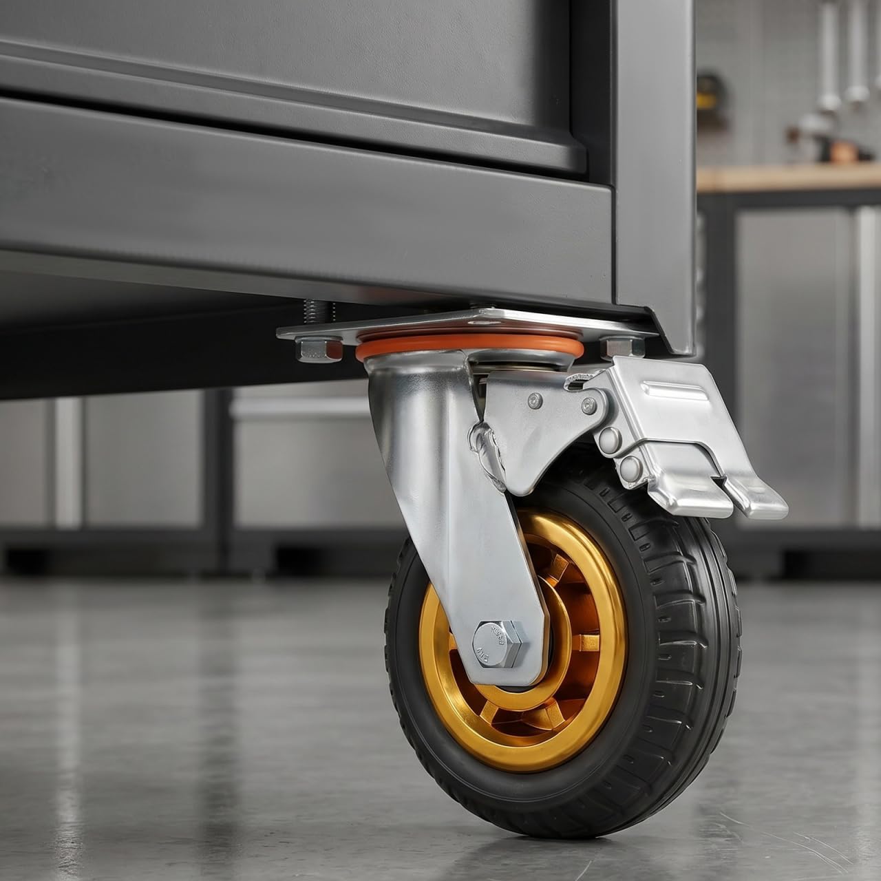 Hemobllo Schwerlastrollen-Set 4 Stück – 150 mm mit Feststellbremse & gummiertem Lauf – bis 250 kg pro Set, bodenschonend für Werkbank, Industrie & Möbel
