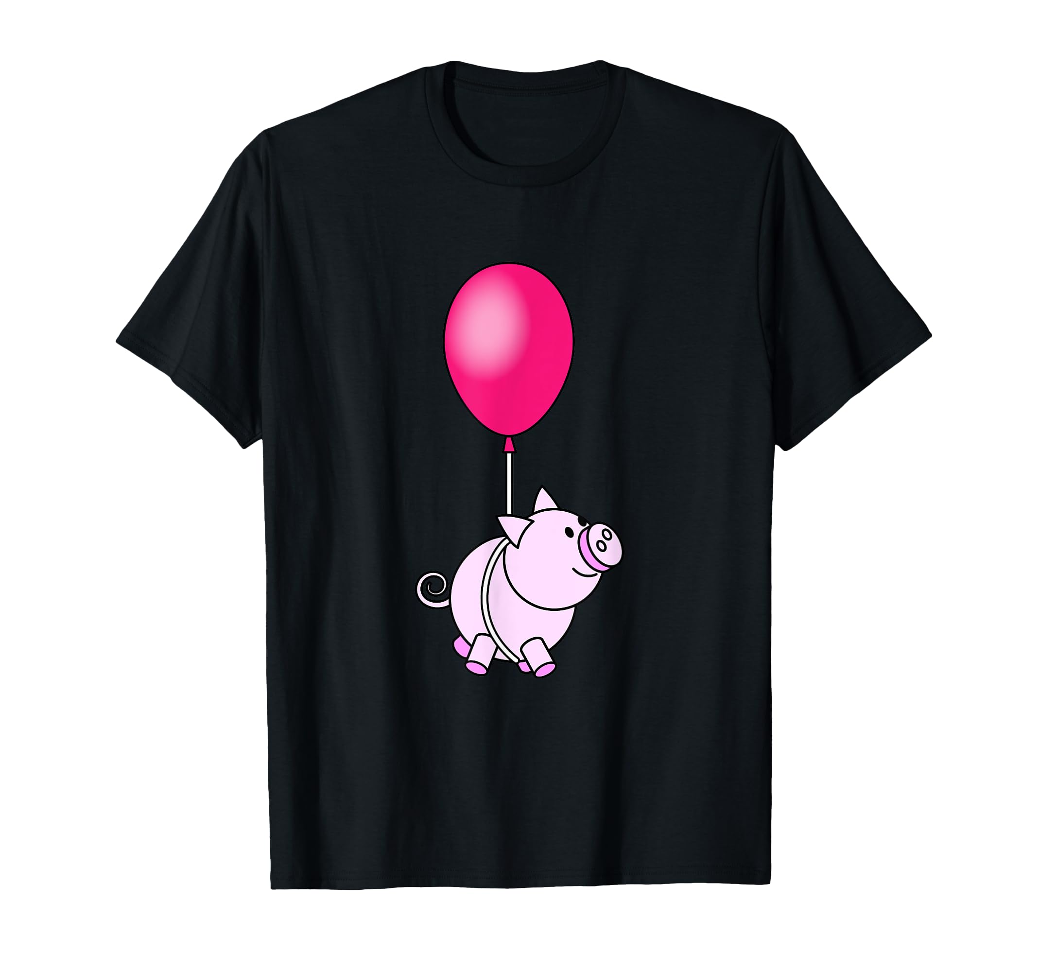 Happy Pig Flying on a Red Balloon T-Shirt