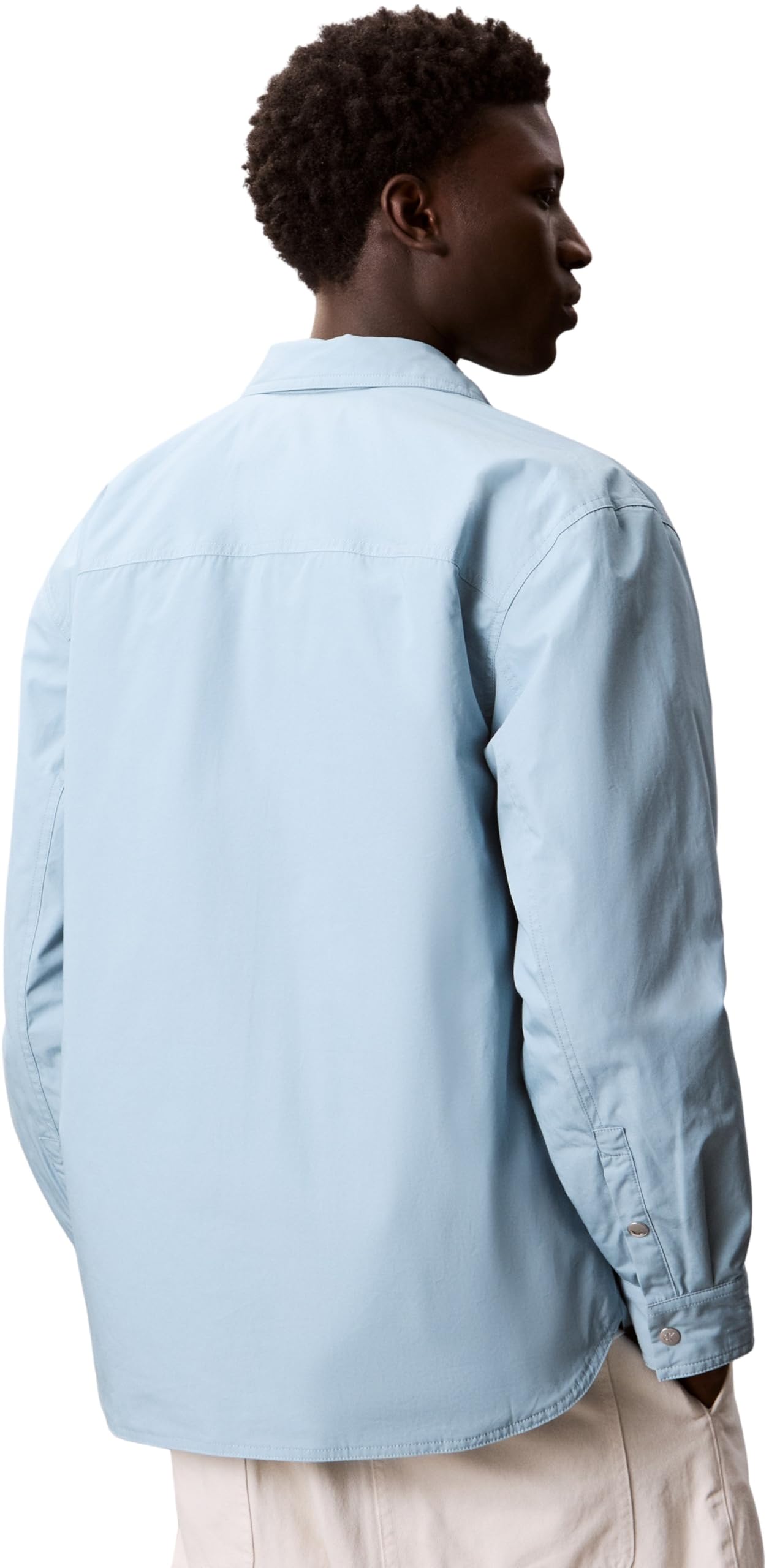 Calvin Klein Uomo Giacca-Camicia Cotton Filled con Bottoni a Pressione