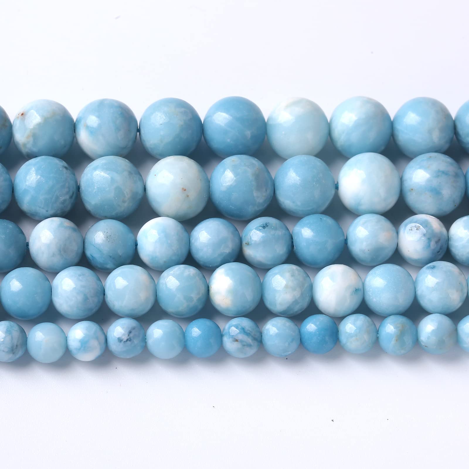 ZXYMLZIZXYMLZI Larimar Beads 45pcs 8mm Natural Gemstone Round Loose Beads for Jewelry Making Energy Crystal Healing Power Gemstone DIY Bracelet Necklace (Blue Larimar Stone, 8mm)