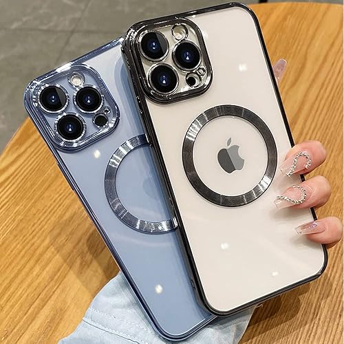 Miniatura 3 de Spevert Funda magnética transparente para iPhone 13 Pro Max con protector de lente de cámara, funda de protección completa compatible con MagSafe