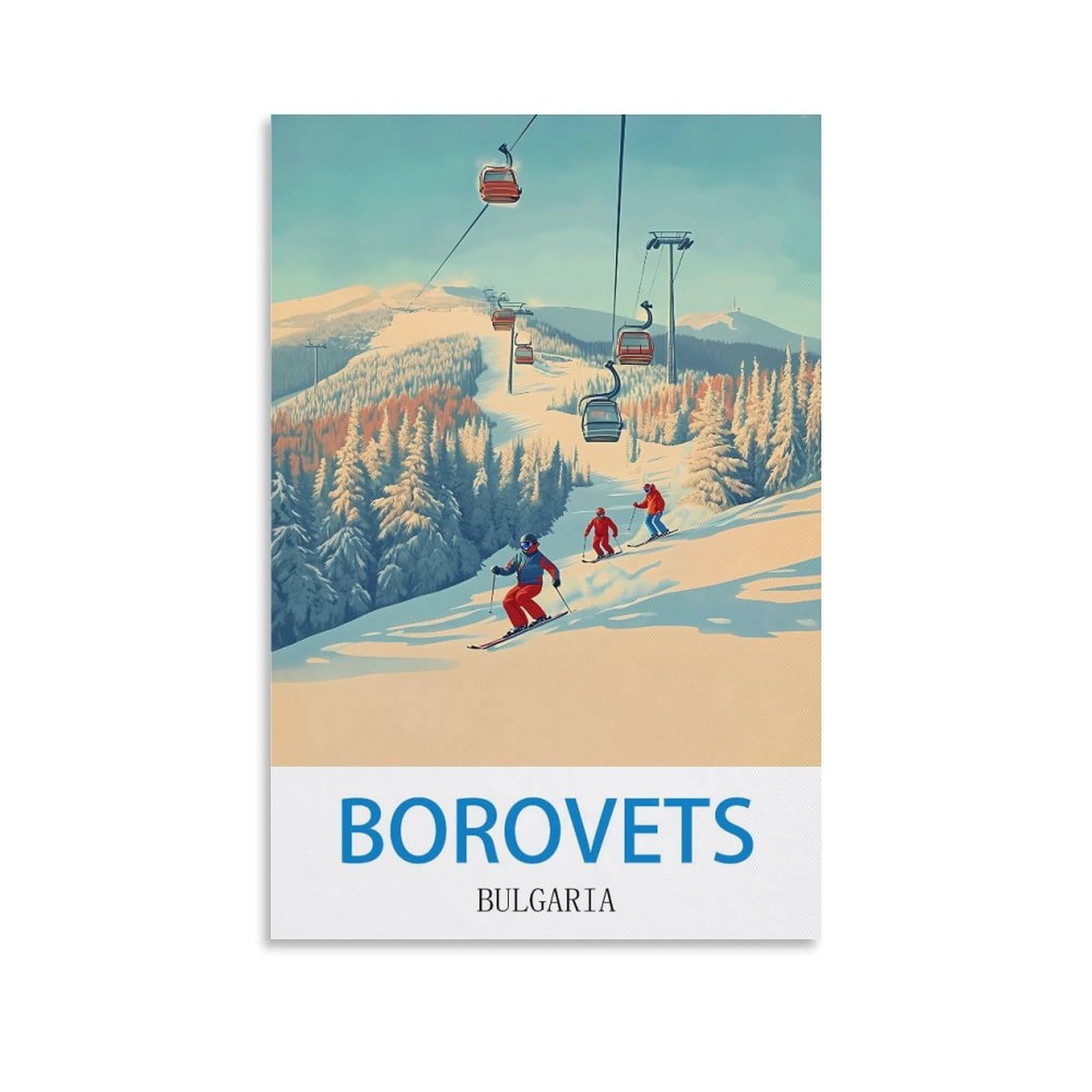 CTZIKWW Borovets Bulgaria Vintage Travel Posters 12x18inch(30x45cm) Canvas Art Prints Picture Wall Art Painting