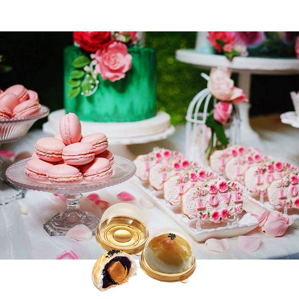 50 mini scatole per cupcake, trasparenti per cupcake, per mini muffin, torta, con coperchio trasparente, contenitori usa e getta (5,1 cm)