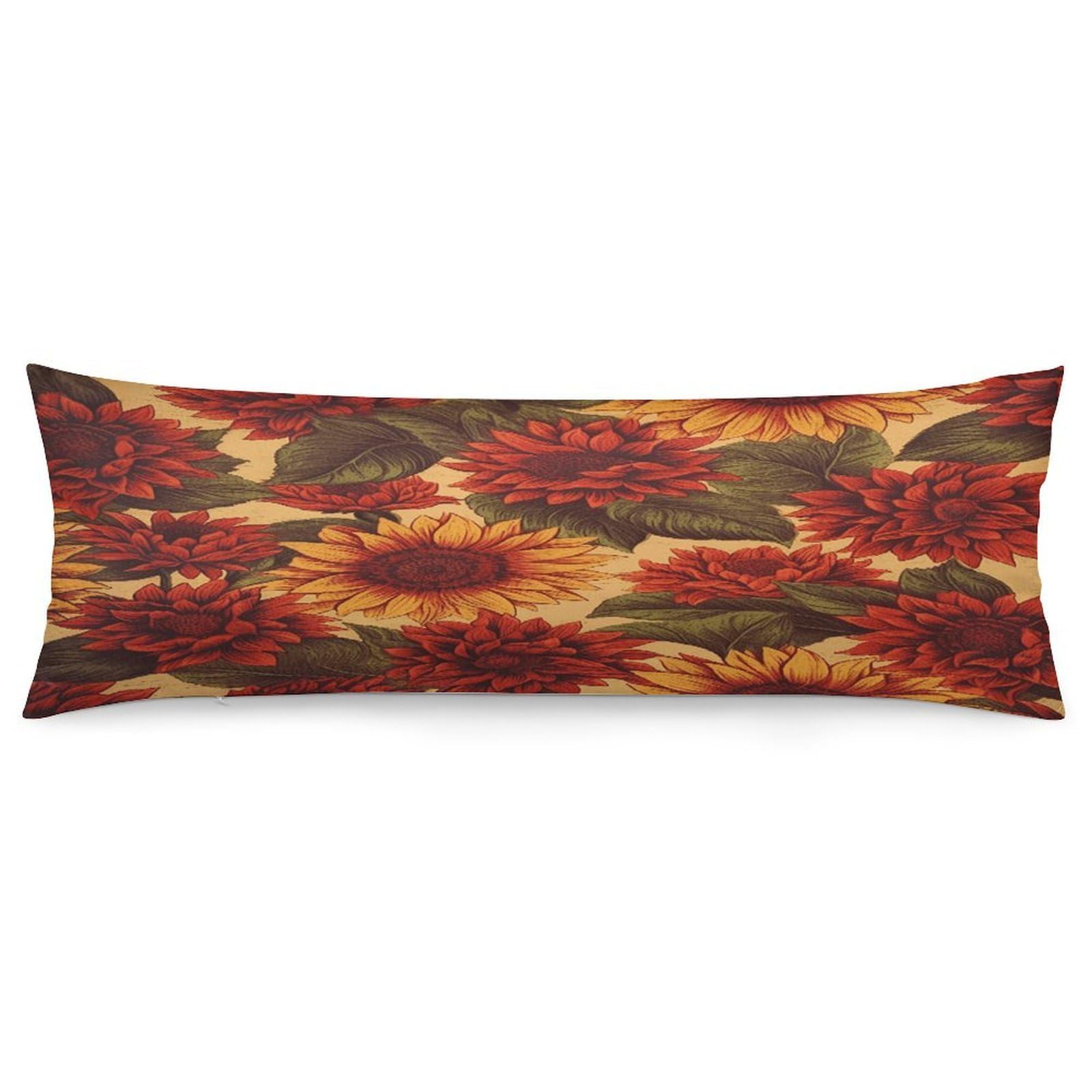 Red Sunflower Throw Pillow Cover Soft Pillow Case Decorative Lumbar Pillow Cover Cozy Throw Pillowcase Polyester Rectangular Cushion Case Decor for Couch Sofa Bed
