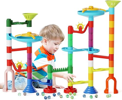 Juguete de carrera de mármol, 110 piezas, kit de laberinto de mármol, juguete educativo STEM de aprendizaje para niños, construcción de carreras,