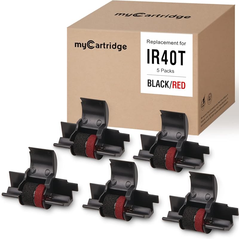 myCartridge Replacment for IR40T IR-40T Ink Ribbons,Black and Red,5 Pack | for Calculator Ink Roller Compatible with Sharp EL-1750V EL-1801V, Casio HR-100TM HR-170RC Canon P23-DHV CP13 Calculator