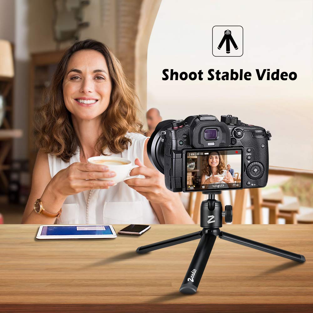 Zeadio Metalowy mini statyw + mocowanie głowicy kulowej, ze śrubą 1/10.2 cm do statywu stołowego Smooth4, Crane Plus, Crane2, Osmo Mobile, Ronin-S, Vimble2, stabilizator uchwytu gimbala i wszystkich
