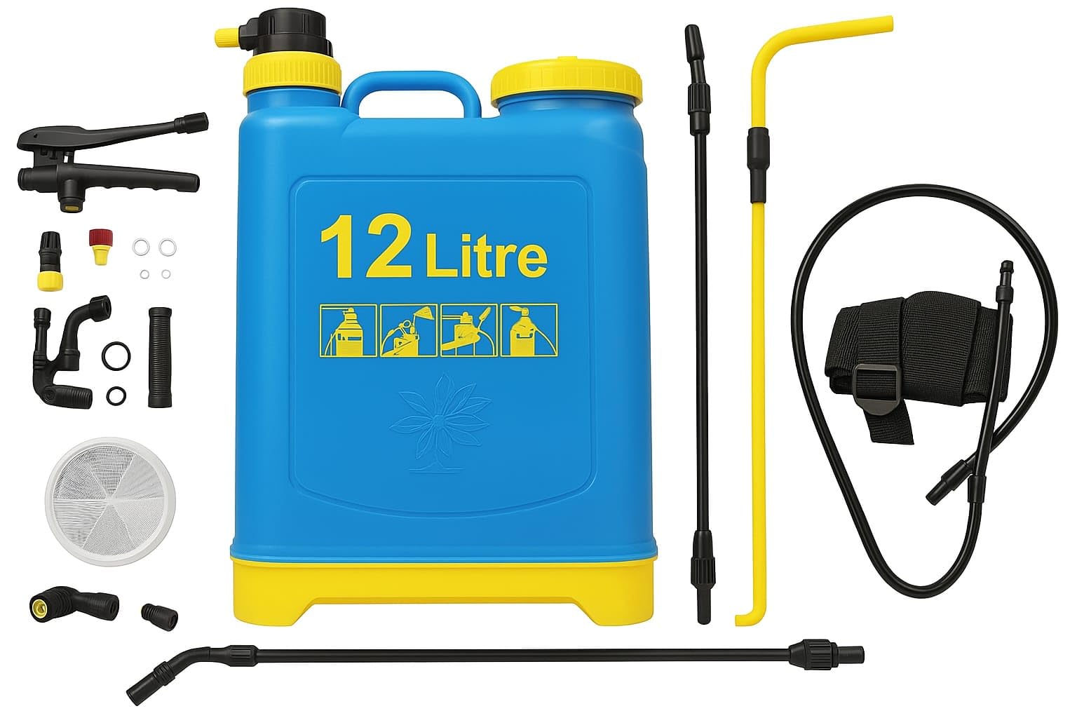 DEEJAAH® 12 Litre Knapsack Sprayer, Pump Action Manual Garden Sprayer with Adjustable Nozzle & Lockable Trigger - Weed Killer Pressure Spray - Ideal for Pesticides, Fungicides, Insecticides