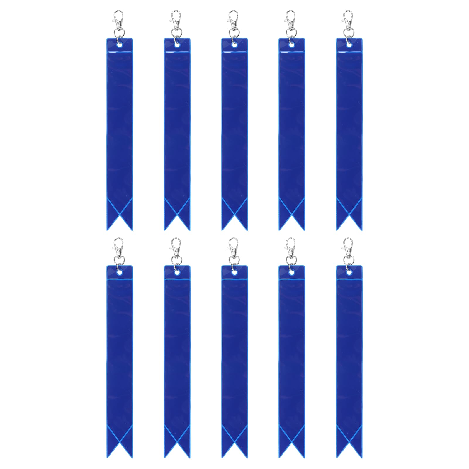 YELARXI Safety Reflector, Reflective Tags Pendant Safety Keychain Gear with Clip 8.7" & Dark Blue & 10Pcs - Fitting For(Keychain/Purses/Backpack/Wheelchairs Cycling/Running/Walking)