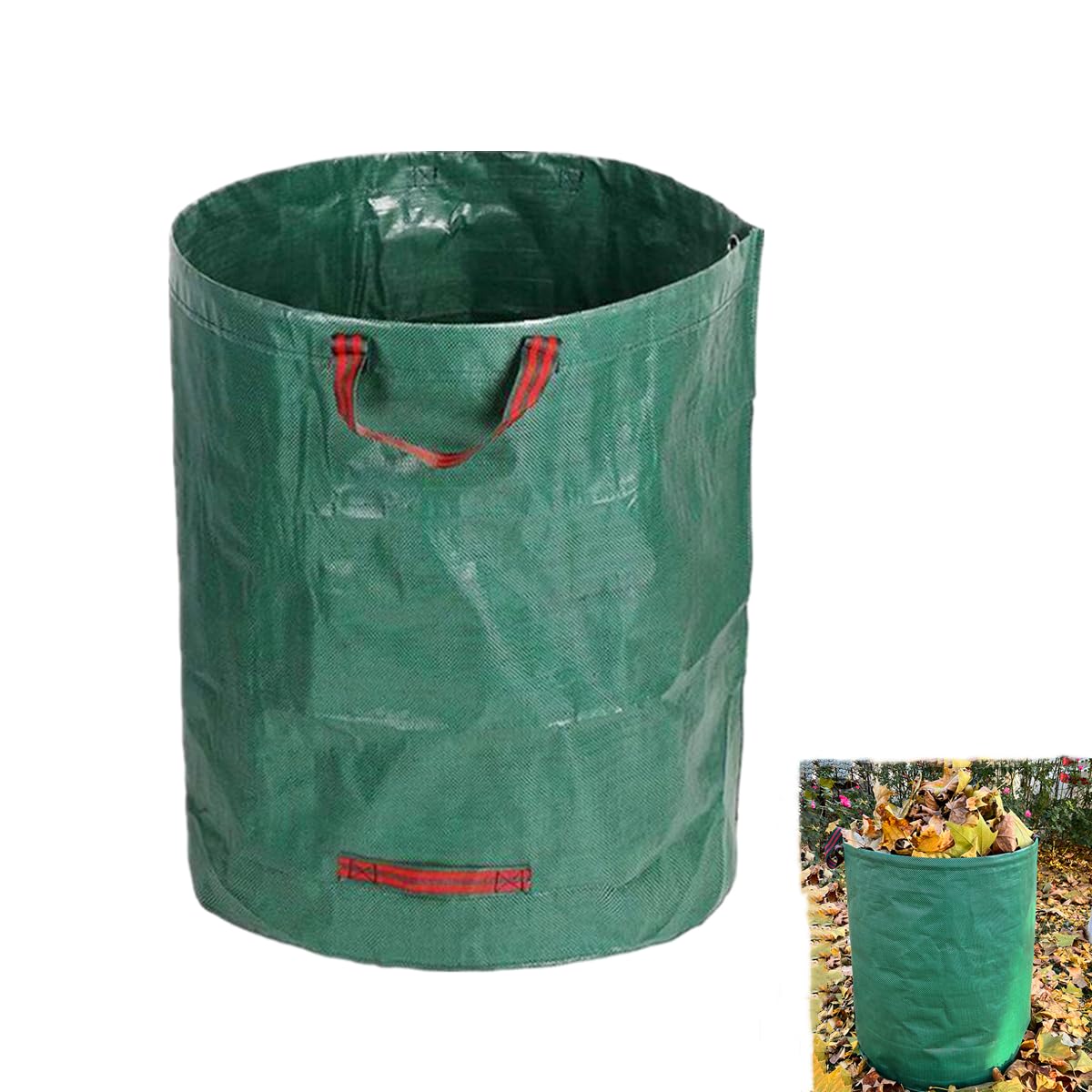 Bolsas de Jardín Reutilizables 272L Sacos de Jardín Resistentes Plegables Bolsa Basura Jardin con Asas para Hojas Restos de Poda y Residuos de Plantas