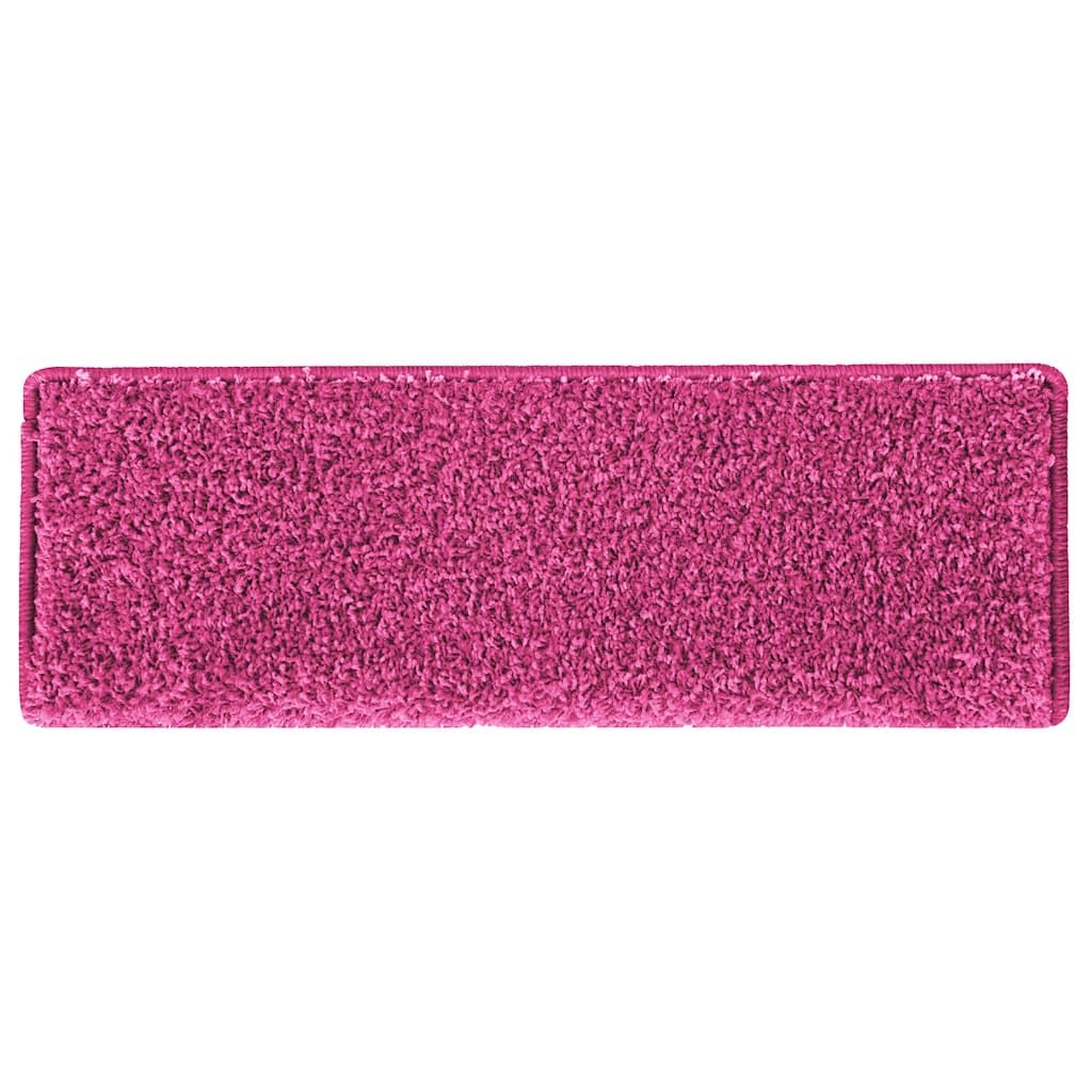 Lot de 15 tapis d'escalier rectangulaires roses 65 x 21 x 4 cm