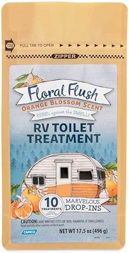 Miniatura 4 de Camco 41480 Floral Flush RV - Tratamiento individual para inodoro, aroma a vainilla de lavanda, elimina olores y descompone los desechos, cada