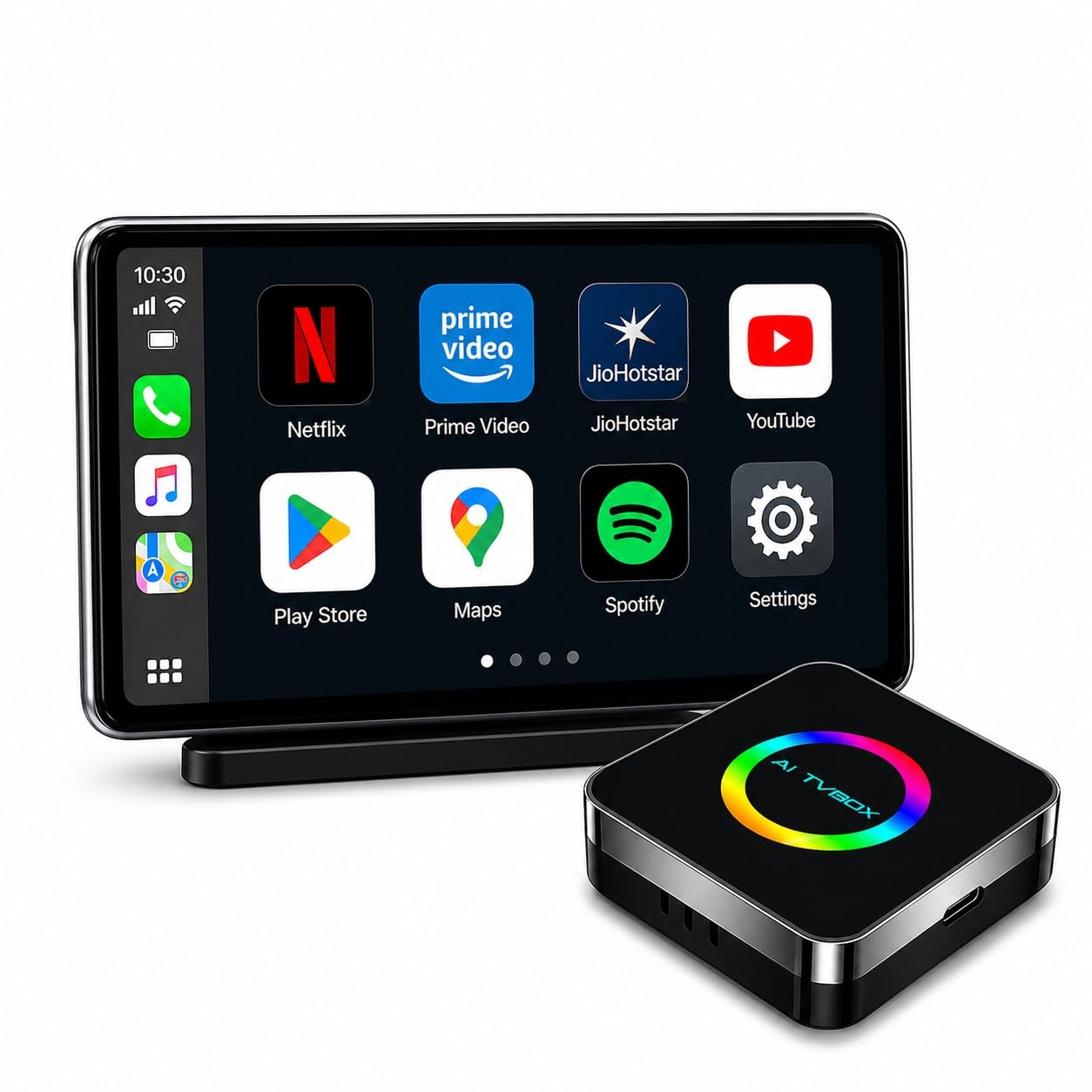 SKORA AI Smart CarPlay Box Wireless Adapter | Apple CarPlay & Android Auto | 2GB RAM 16GB ROM | Netflix, YouTube, Prime, Disney+ | AI Voice Control, Split Screen, WiFi/Bluetooth, Plug & Play-image-8